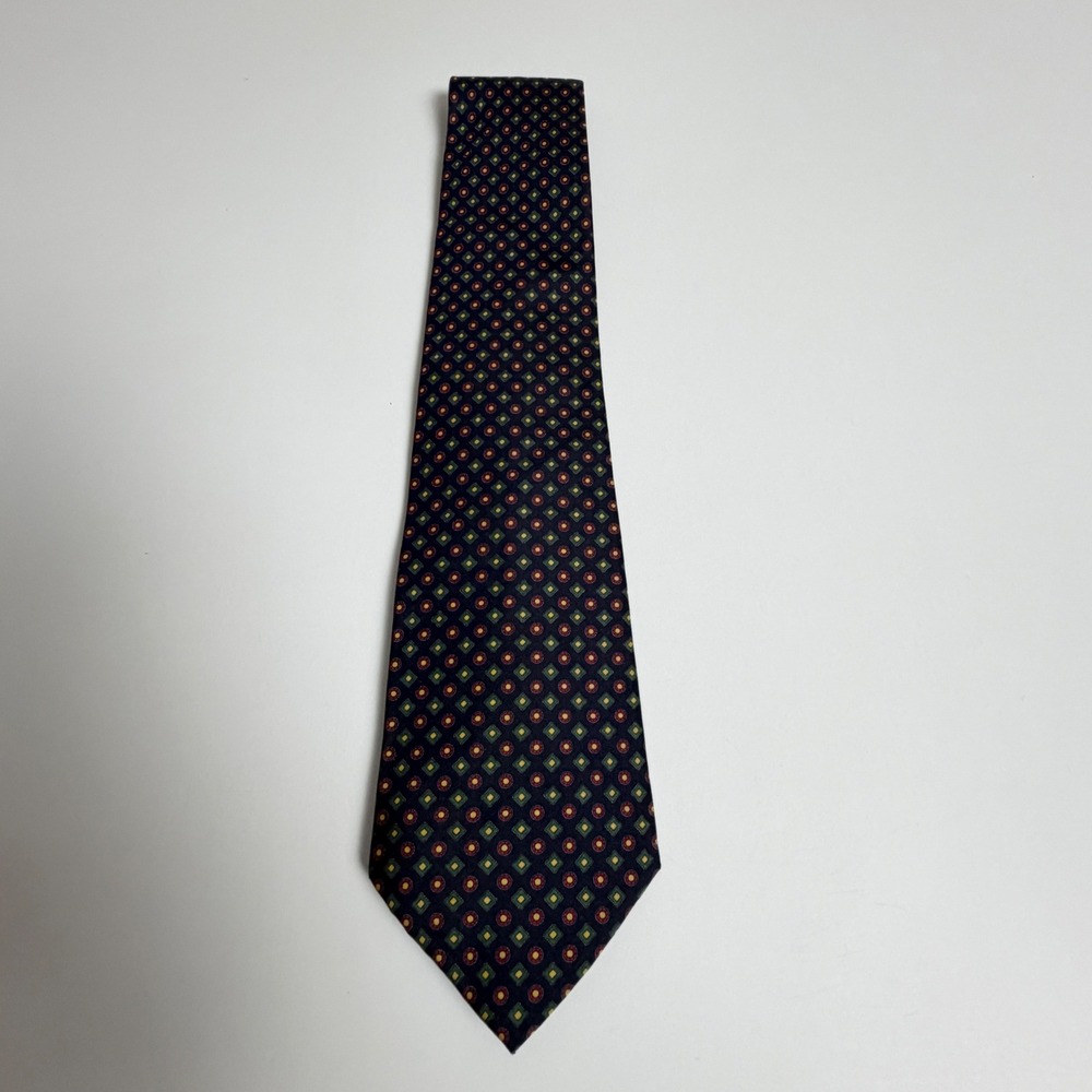 Jim‎ Thompson Navy Geometric Medallion Foulard Thai 100% Silk